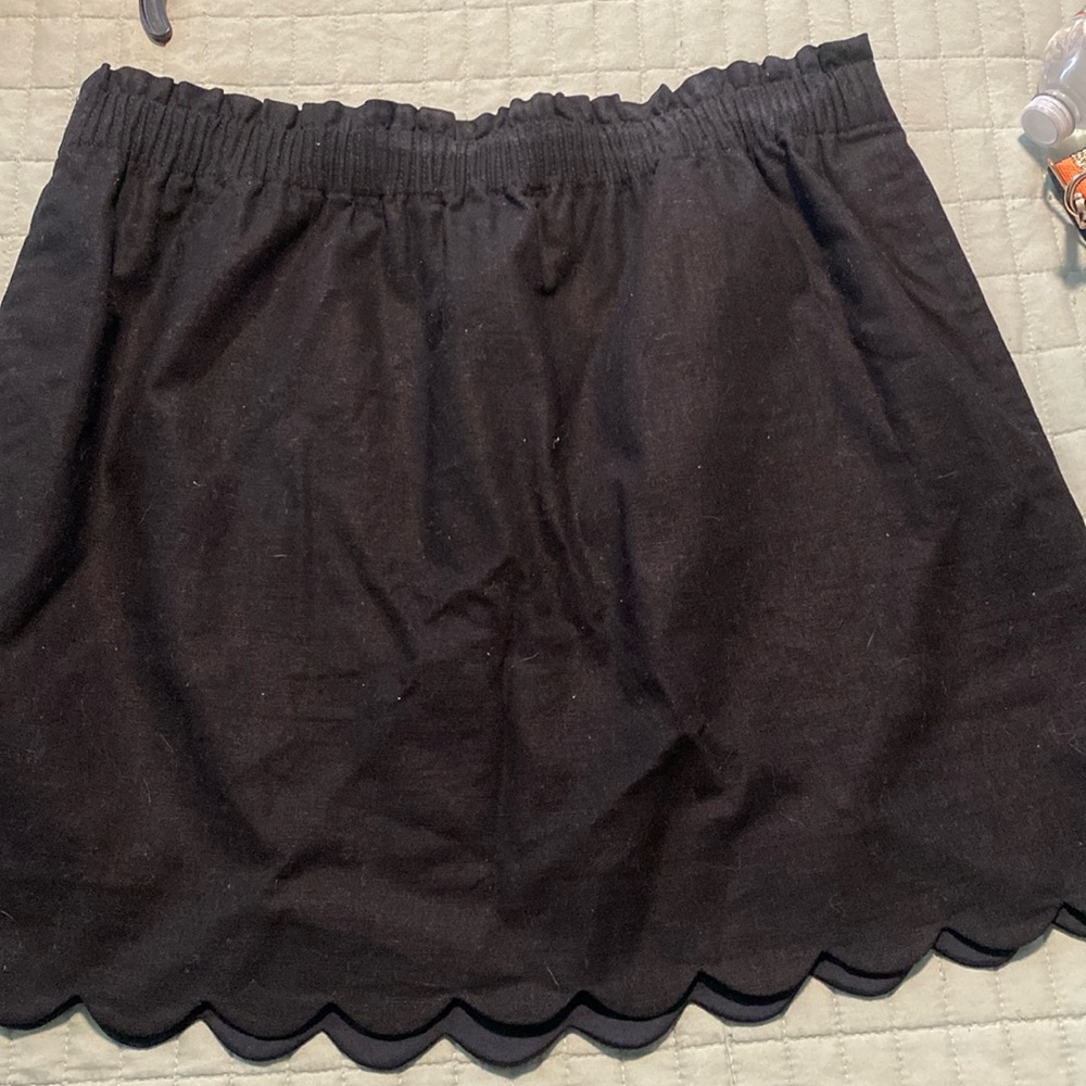 J. Crew Factory Scalloped Hem Black Linen Blend